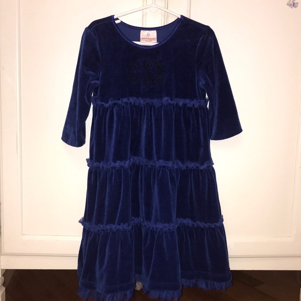 Beautiful kids dress in rich blue velvet. Like new